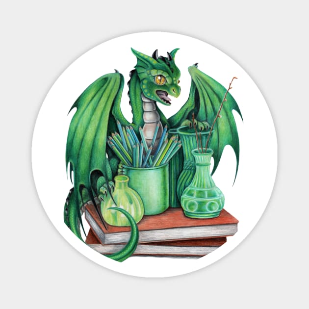 Artist's Pet Green Dragon Magnet by Sandra Staple